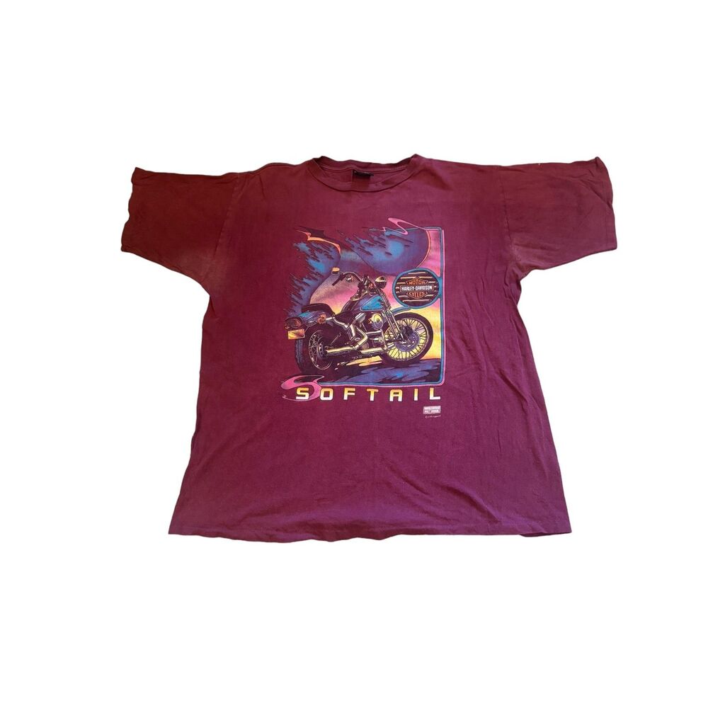 Harley Davidson Vintage 1995 Single Stitch Softails Tee